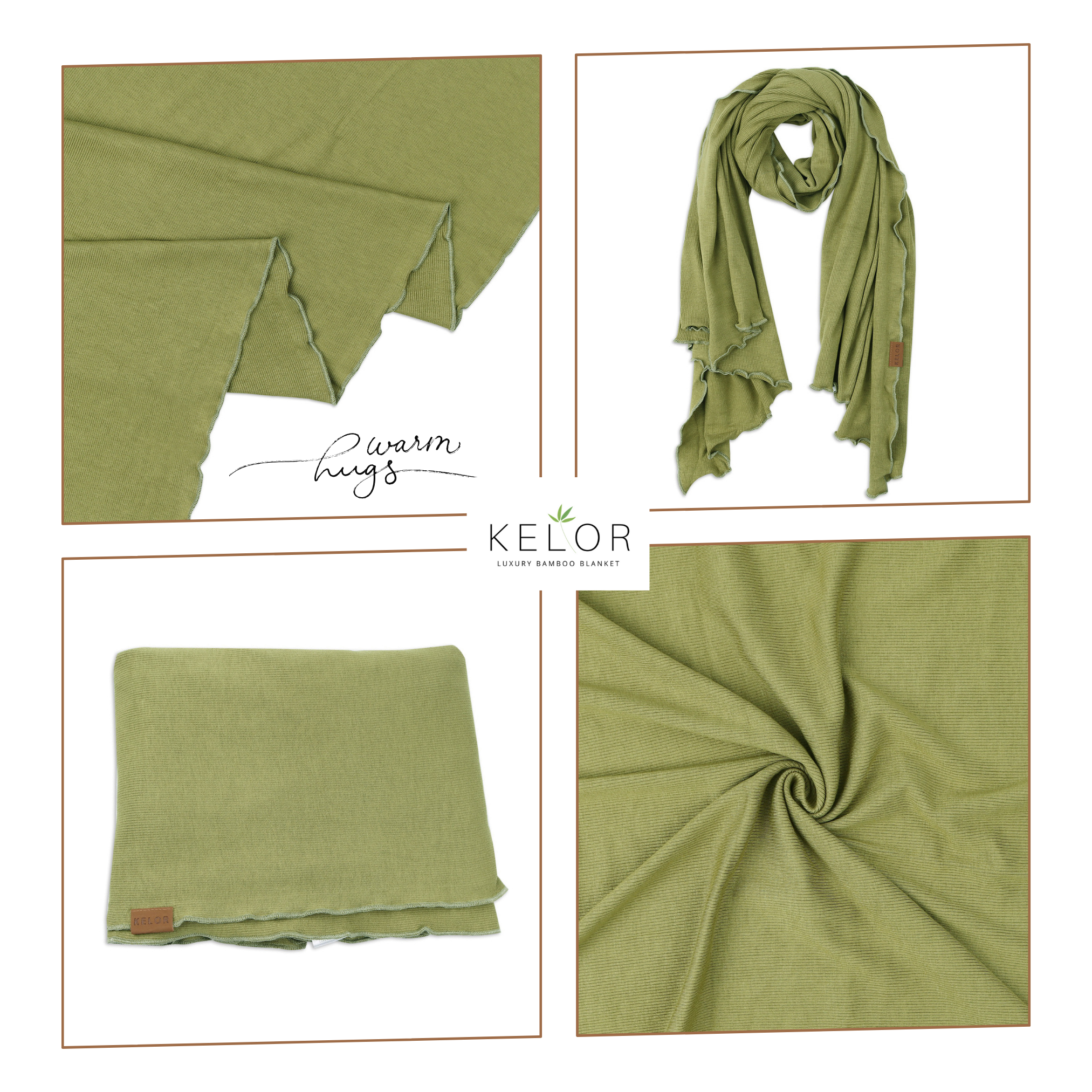 KELOR Luxury Bamboo Scarf Wrap - Meadow Green