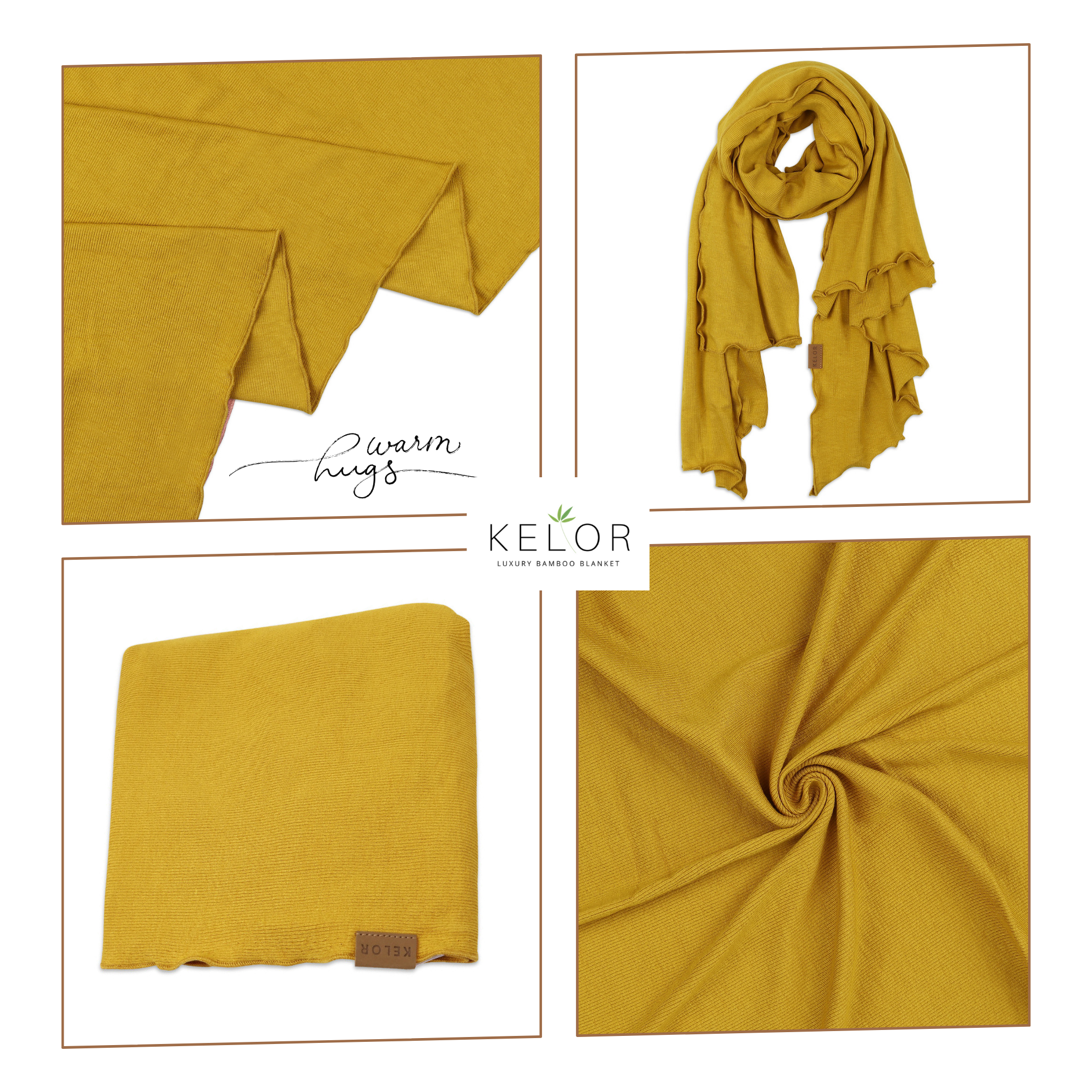 KELOR Luxury Bamboo Scarf Wrap - Golden