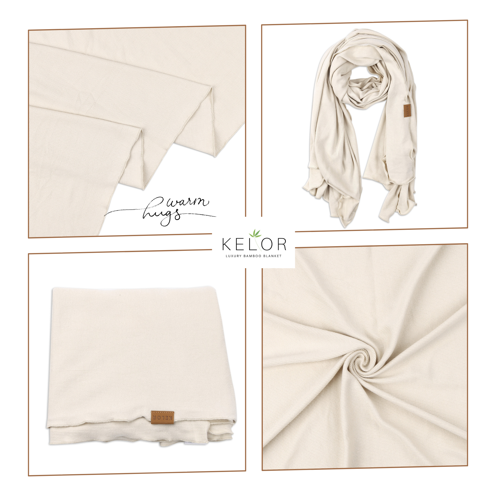 KELOR Luxury Bamboo Scarf Wrap - Fawn