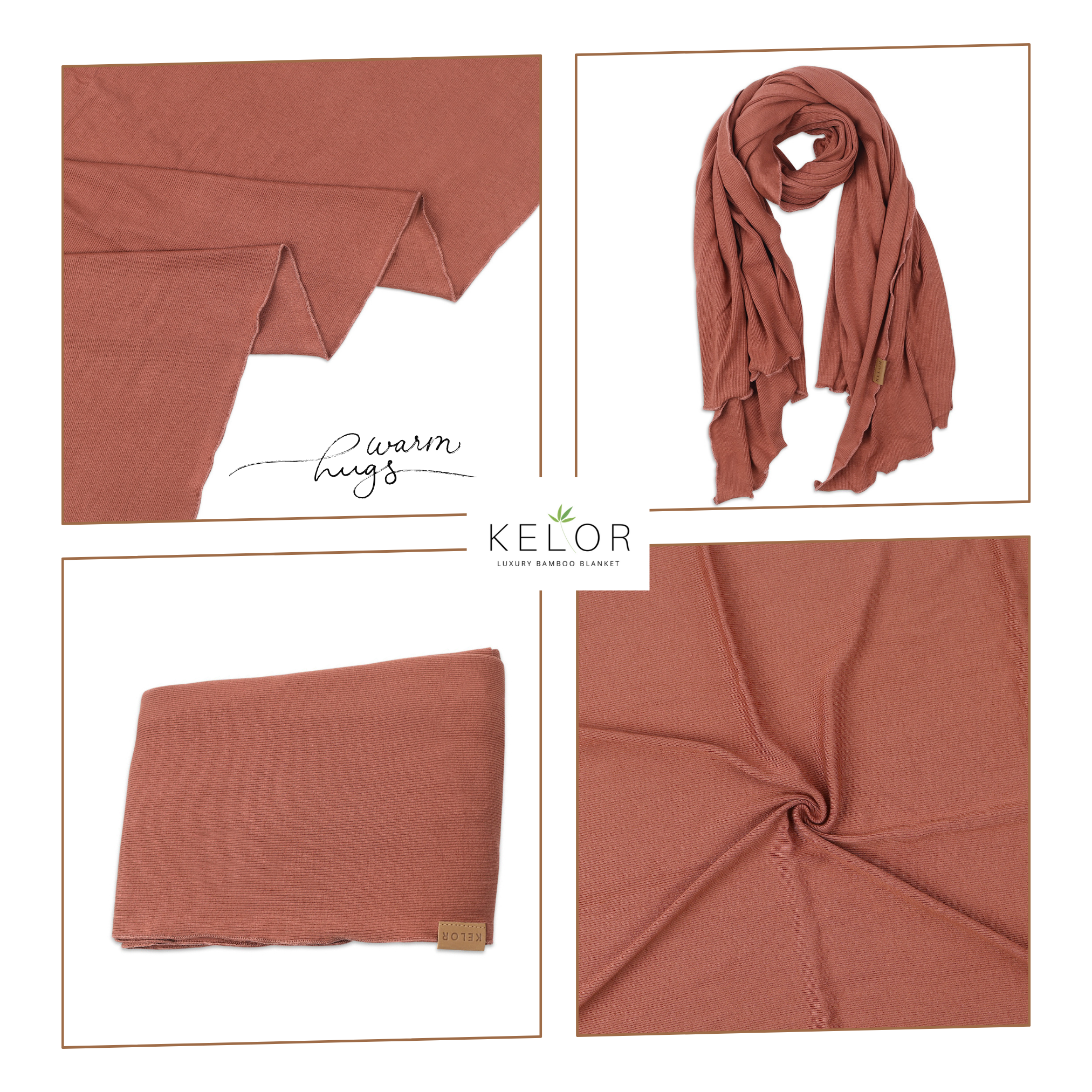 KELOR Luxury Bamboo Scarf Wrap - Blush Pink