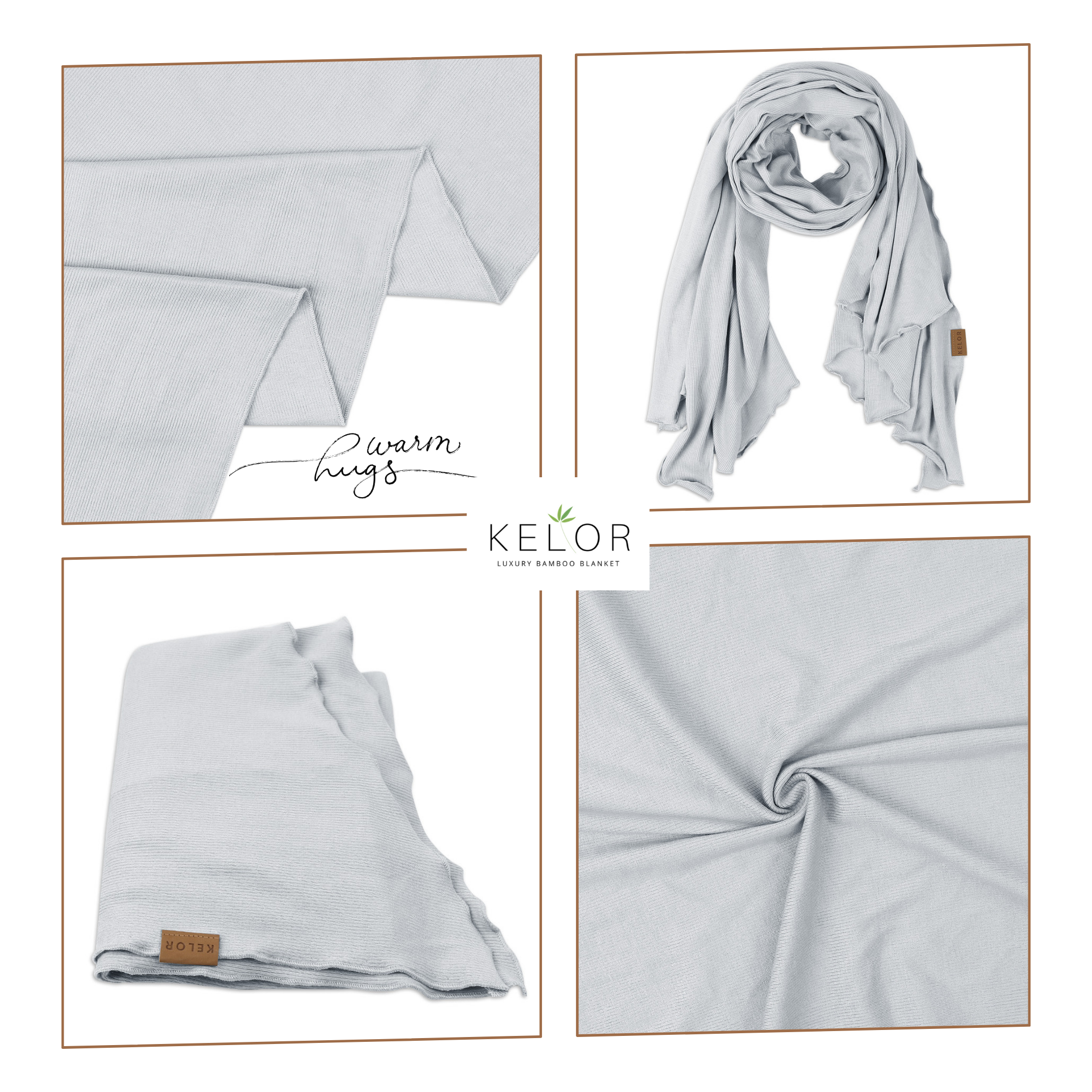 KELOR Luxury Bamboo Scarf Wrap - Warm Stone Gray