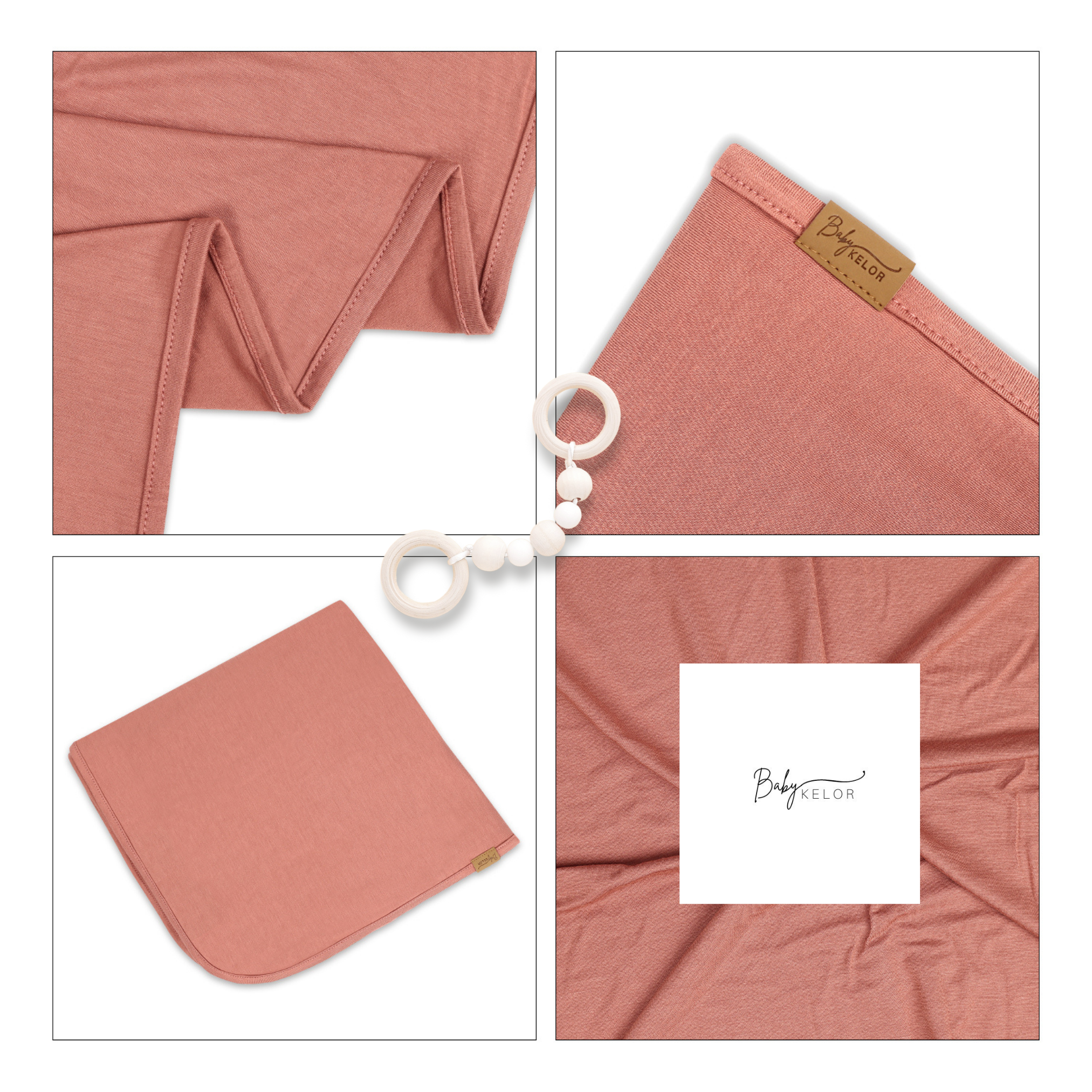 KELOR Luxury Baby Bamboo Swaddle Blanket - Blush - Smooth