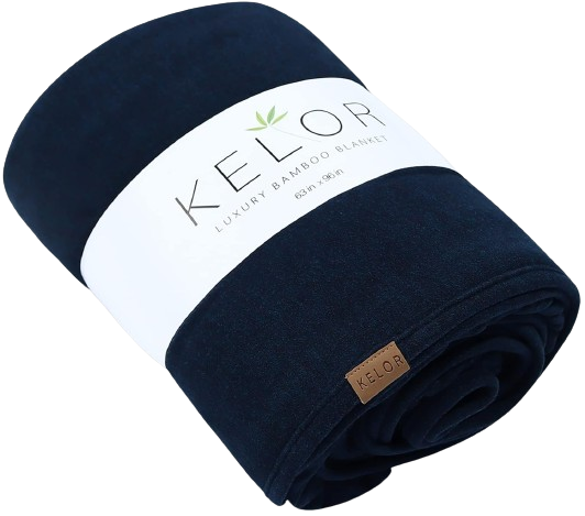 KELOR - Family Size Bamboo Wool Silk Blanket - Summit Twist Blue