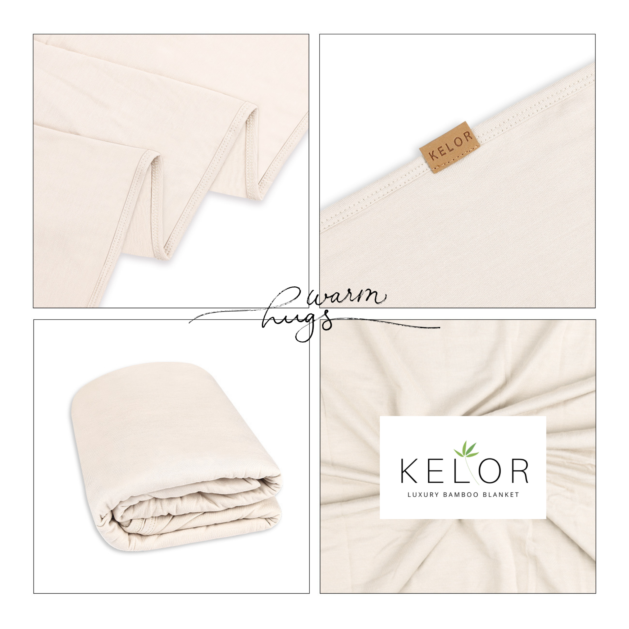 KELOR Luxury Bamboo Wrap Blanket - Double Sided - Fawn