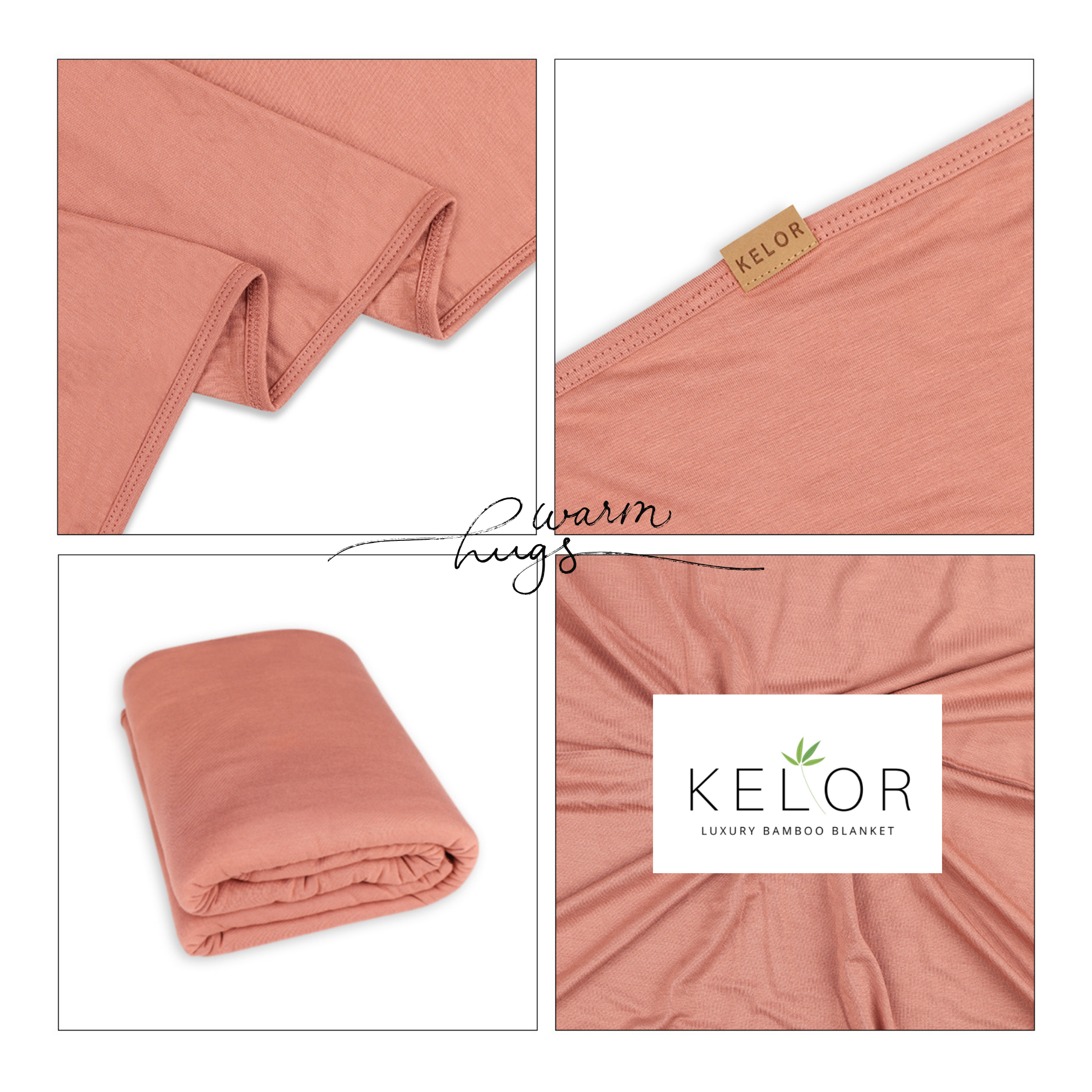 KELOR Luxury Bamboo Wrap Blanket - Double Sided - Blush