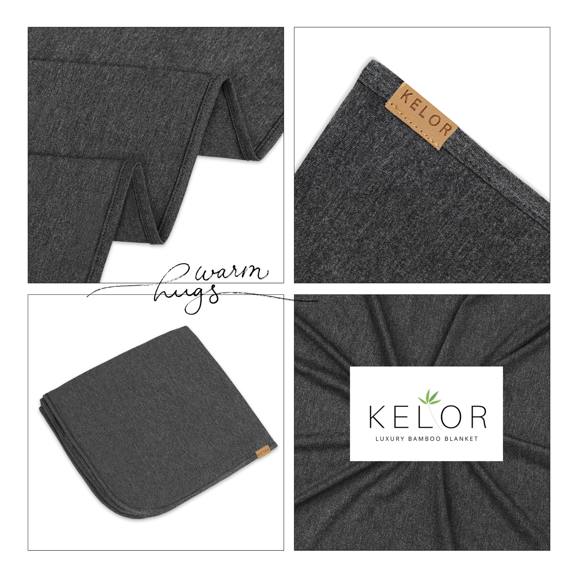 KELOR Luxury Bamboo Wrap Blanket - Double Sided - Grounded Grey