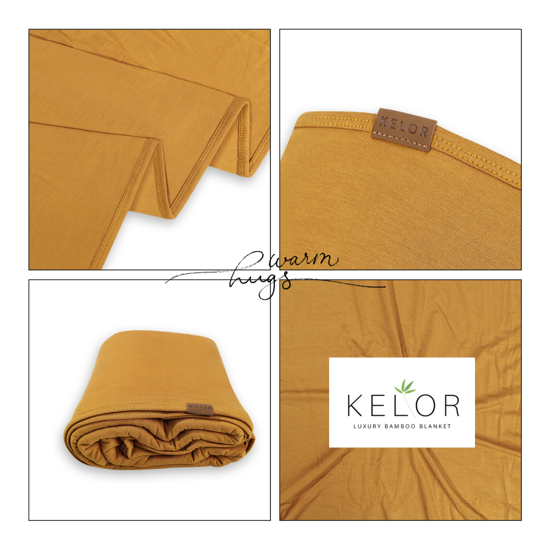 KELOR Luxury Bamboo Wrap Blanket - Double Sided - Golden